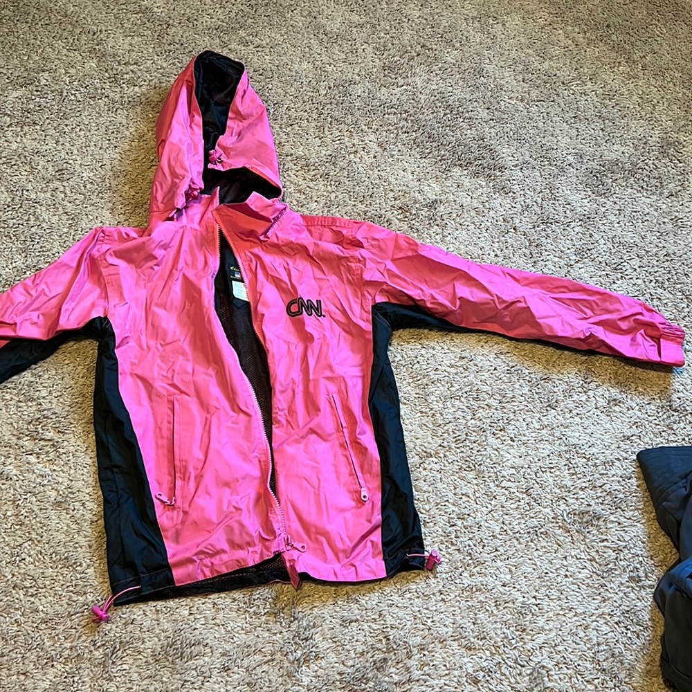 CNN pink rain jacket